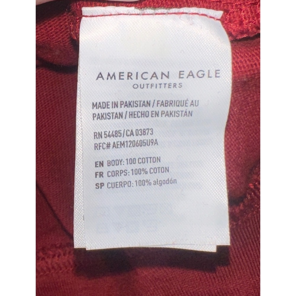 American Eagle Mens XS Burgundy Charcoal Colorblock Graphic Logo Hoodie XS 08513 - Picture 5 of 9